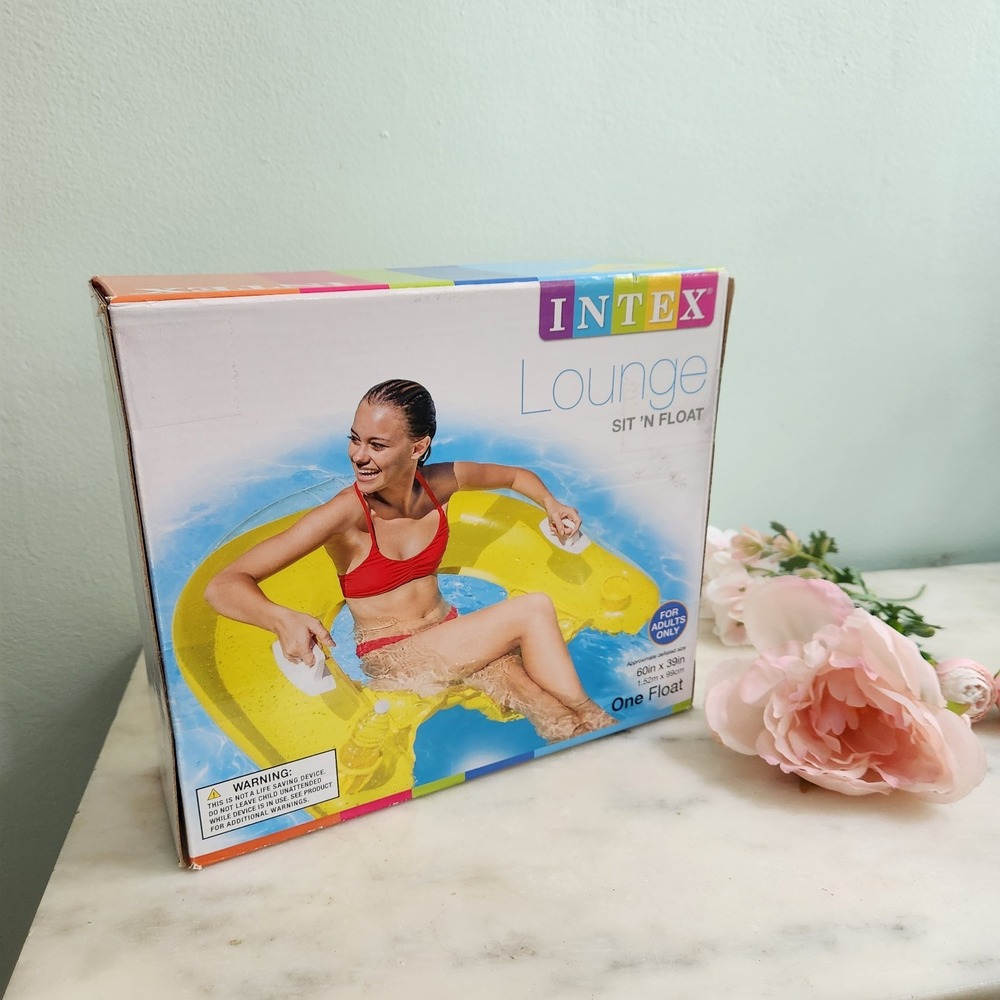 INTEX Sit‎ 'N Float Inflatable Floating Swimming Pool Lounge Chair Yellow